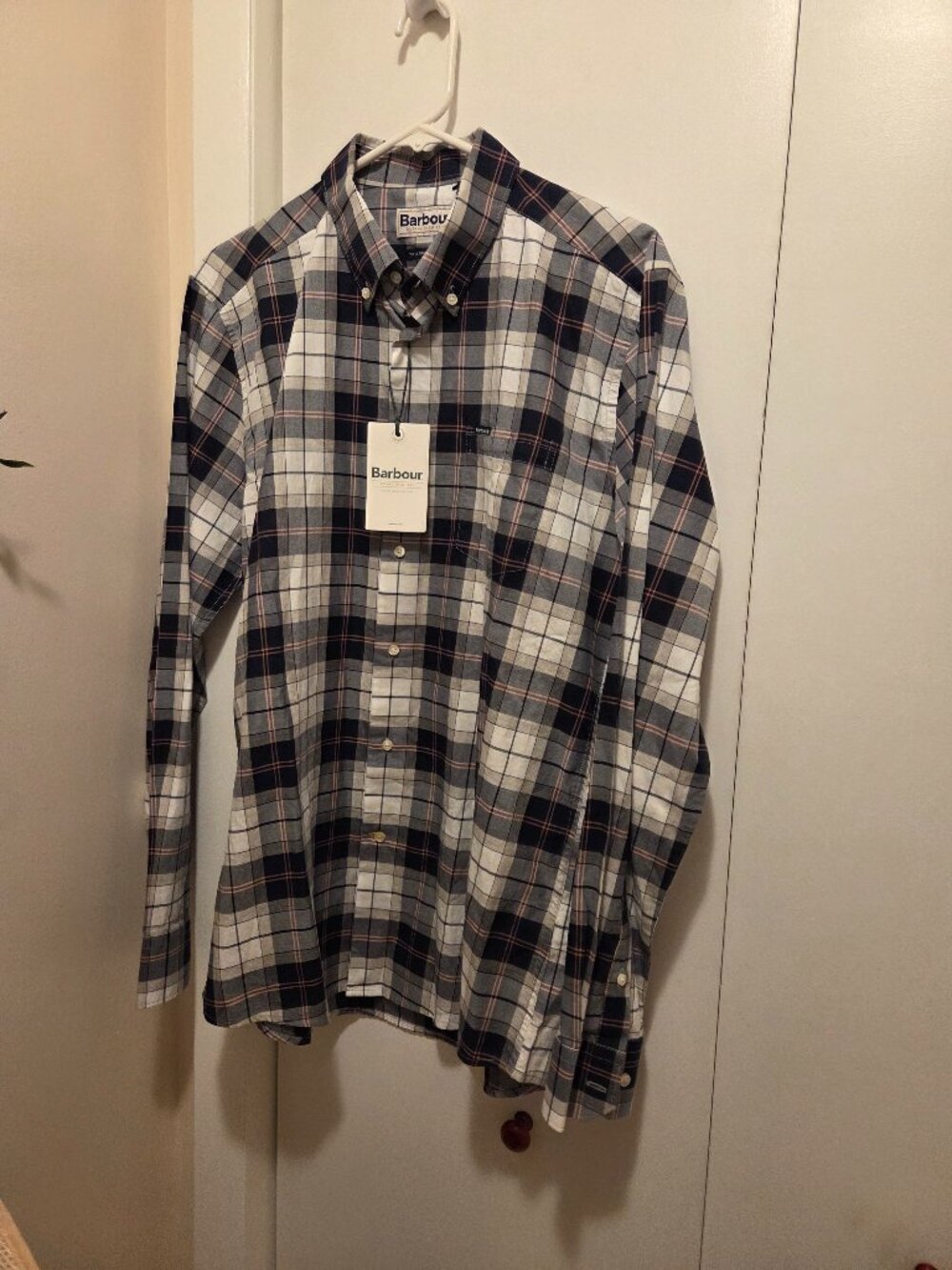 Barbour Wetheram Riverstone Tartan Plaid Tailored Men's Shirt, Size medium
